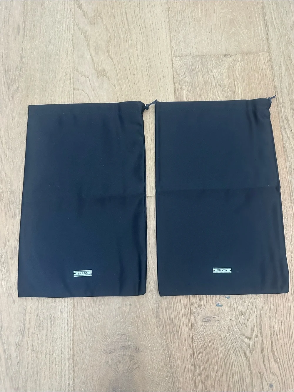 Prada Black Drawstring Dust Bags Set of2 Authentic Shoe Bag Storage Travel Pouch